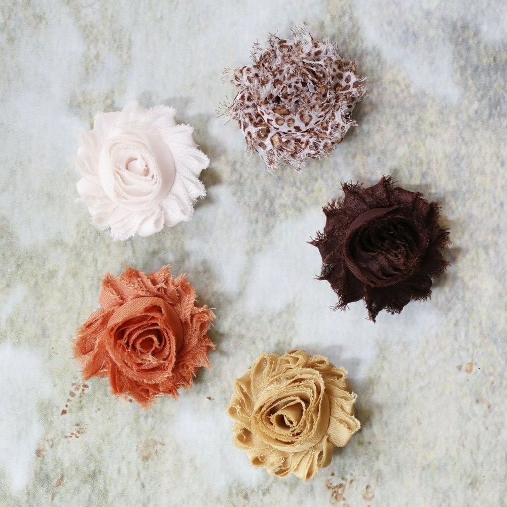 New set of 5 shabby chic hair clips cheetah